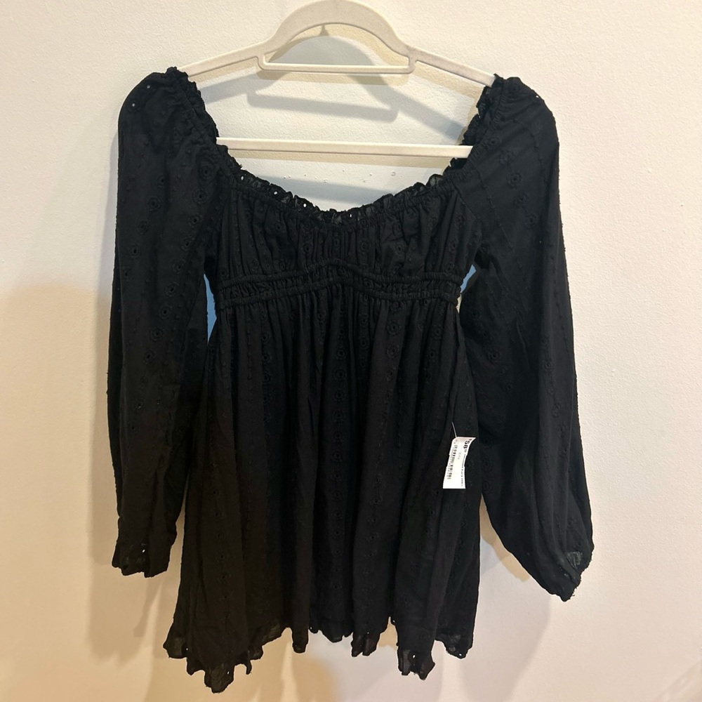 Long Sleeve Babydoll Style Dress Size:XS Color: Black